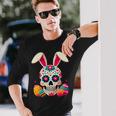 Bunny Sugar Skull Rabbit La Catrina Easter Day Of Dead Long Sleeve T-Shirt Gifts for Him