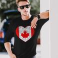 Canada Flag Heart Canadian Roots Americans Love Maple Long Sleeve T-Shirt Gifts for Him