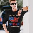 You Can't Spell Sausage Without Usa American Flag Patriotic Long Sleeve T-Shirt Gifts for Him