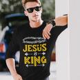 Christliches Langarmshirts Jesus is King mit Dornenkrone Design, Glaubensbekenntnis Tee Geschenke für Ihn