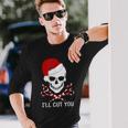 Christmas Skull Hairdresser Hair Stylist Santa Barber Long Sleeve T-Shirt Gifts for Him
