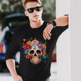 Cinco De Mayo Sugar Skull Day Of The Dead Mexican Fiesta Long Sleeve T-Shirt Gifts for Him