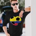 Colombia Soccer Ball Heart Jersey Colombian Football Long Sleeve T-Shirt Gifts for Him