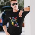 Colorful Lacrosse Player Boy On Lacrosse Long Sleeve T-Shirt Gifts for Him