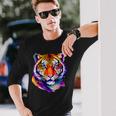 Colorful Tiger Face Neture Wild Animal Pet Lovers Men's Long Sleeve T-Shirt Gifts for Him