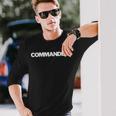 Commander Insignia Text Apparel US Military Long Sleeve T-Shirt Gifts for Him