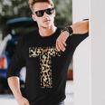 Cool LetterInitial Name Leopard Cheetah Print Long Sleeve T-Shirt Gifts for Him