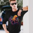 Cool Octopus On Colorful Painted Octopus Long Sleeve T-Shirt Gifts for Him
