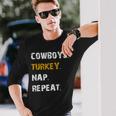 Cowboys Turkey Nap Repeat Thanksgiving Football Long Sleeve T-Shirt Gifts for Him