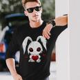 Cute Kawaii Goth Bunny Gothic White Bunny Red Heart Girls Long Sleeve T-Shirt Gifts for Him