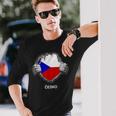 Czech Flag Cesko Heart Pride Roots Langarmshirts Geschenke für Ihn