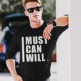 D236 I Must I Can I Will Gym RabbitBodybuilding Long Sleeve T-Shirt Gifts for Him