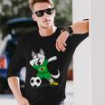Dabbing Husky Brazil Football Fans Jersey Brazilian Soccer Long Sleeve T-Shirt Gifts for Him