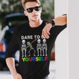 Dare To Be Your Self Dabbing Skeleton Autism Awareness Long Sleeve T-Shirt Gifts for Him