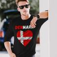 Denmark Flag Holiday Denmark Heart Danish Flag Langarmshirts Geschenke für Ihn