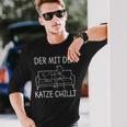 Der Mit Der Katze Chillt Katzenpapa The Mit Cat Langarmshirts Geschenke für Ihn