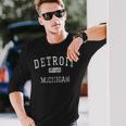 Detroit Michigan Mi Vintage Long Sleeve T-Shirt Gifts for Him