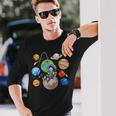 Divertido Astronauta Espacial Planeta Luna Ciencia Sistema Solar Camiseta de manga larga Regalos para él