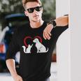 Dog Puppy And Baby Cat Heart Animal Dog & Cat Long Sleeve T-Shirt Gifts for Him