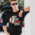 Eat Sleep Baseball Repeat Baseball Player Retro Baseball Long Sleeve T-Shirt Gifts for Him