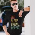 Eat Sleep Brawl Repeat Stars Video Gamer Gaming Long Sleeve T-Shirt Gifts for Him