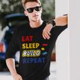 Eat Sleep Build Repeat Klemmbaustein Spielzeug Stones Langarmshirts Geschenke für Ihn