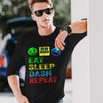 Eat Sleep Dash Repeat Video Game Geometry Video Gamer Long Sleeve T-Shirt Gifts for Him