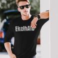 EkelhAID Herren Langarmshirts, Verwitterte Schrift, Schwarz Geschenke für Ihn