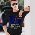 Evansville Indiana Eclipse 2024 Evansville Indiana Flag Long Sleeve T-Shirt Gifts for Him