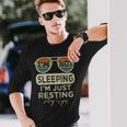 Father Dad Joke I'm Not Sleeping I'm Just Resting My Eyes Long Sleeve T-Shirt Gifts for Him