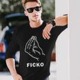 Ficko Hand Sign Gesture Football Fans Langarmshirts Geschenke für Ihn