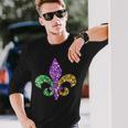 Fleur De Lis Mardi Gras Symbol Louisiana Carnival New Orlean Long Sleeve T-Shirt Gifts for Him