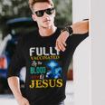 Fully Vaccinated By The Blood Of Jesus Shining Cross & Lion Long Sleeve T-Shirt Gifts for Him