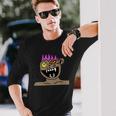 Funky Monster Gesicht Langarmshirts Schwarz mit Farbakzenten Geschenke für Ihn