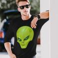 Alien With Earth Eyeballs Ufo Spaceship Novelty Long Sleeve T-Shirt Gifts for Him