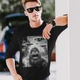 Graphic Bigfoot Selfie With Alien Ufo Vintage Bigfoot Long Sleeve T-Shirt Gifts for Him
