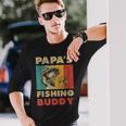 Fishing Papa's Fishing Buddy Vintage Fishing Long Sleeve T-Shirt Gifts for Him