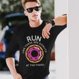 Running Donuts Marathon Mens Motivation Long Sleeve T-Shirt Gifts for Him