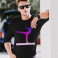 Gymnastics Balance Beam Pink And Purple Watercolor Long Sleeve T-Shirt Gifts for Him