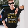 Happy Anniversary 14 Years And Counting Long Sleeve T-Shirt Gifts for Him