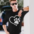 Heart With Paw For Cat Or Dog Lovers Long Sleeve T-Shirt Gifts for Him