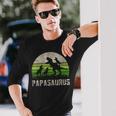 Herren 3 Kinder Saurier Papa T-Stück Spaßatertag Dinosaurierati Langarmshirts Geschenke für Ihn