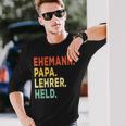 Herren Ehemann Papa Lehrer Held Retro-Jahrgangatertag Langarmshirts Geschenke für Ihn