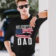 Herren Hubschrauber Papa Usa Flagge Hubschrauber Pilotatertag Langarmshirts Geschenke für Ihn