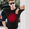 Herren Langarmshirts Rotes Tribal-Sonnenmotiv, Grafiktee Schwarz Geschenke für Ihn