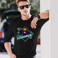 Herren-Langarmshirts Schwarz, Neon Overdrive Grafik, Retro-Gamer-Design Geschenke für Ihn