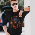 Hojas De Otoño De Lobo Arte Animal Motivo Lobo Camiseta de manga larga Regalos para él