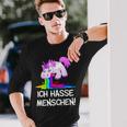 Ich Hasse Menschen Kotzendes Einhorn Unicorn Fun Langarmshirts Geschenke für Ihn