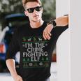 I'm The Crime Fighting Elf Police Officer Ugly Christmas Cop Long Sleeve T-Shirt Gifts for Him
