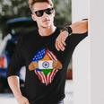 Indian Blood Inside Me India Flag Long Sleeve T-Shirt Gifts for Him